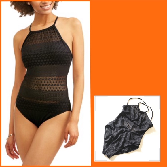Time and Tru Other - NWOT Black Crochet Swim-Suit